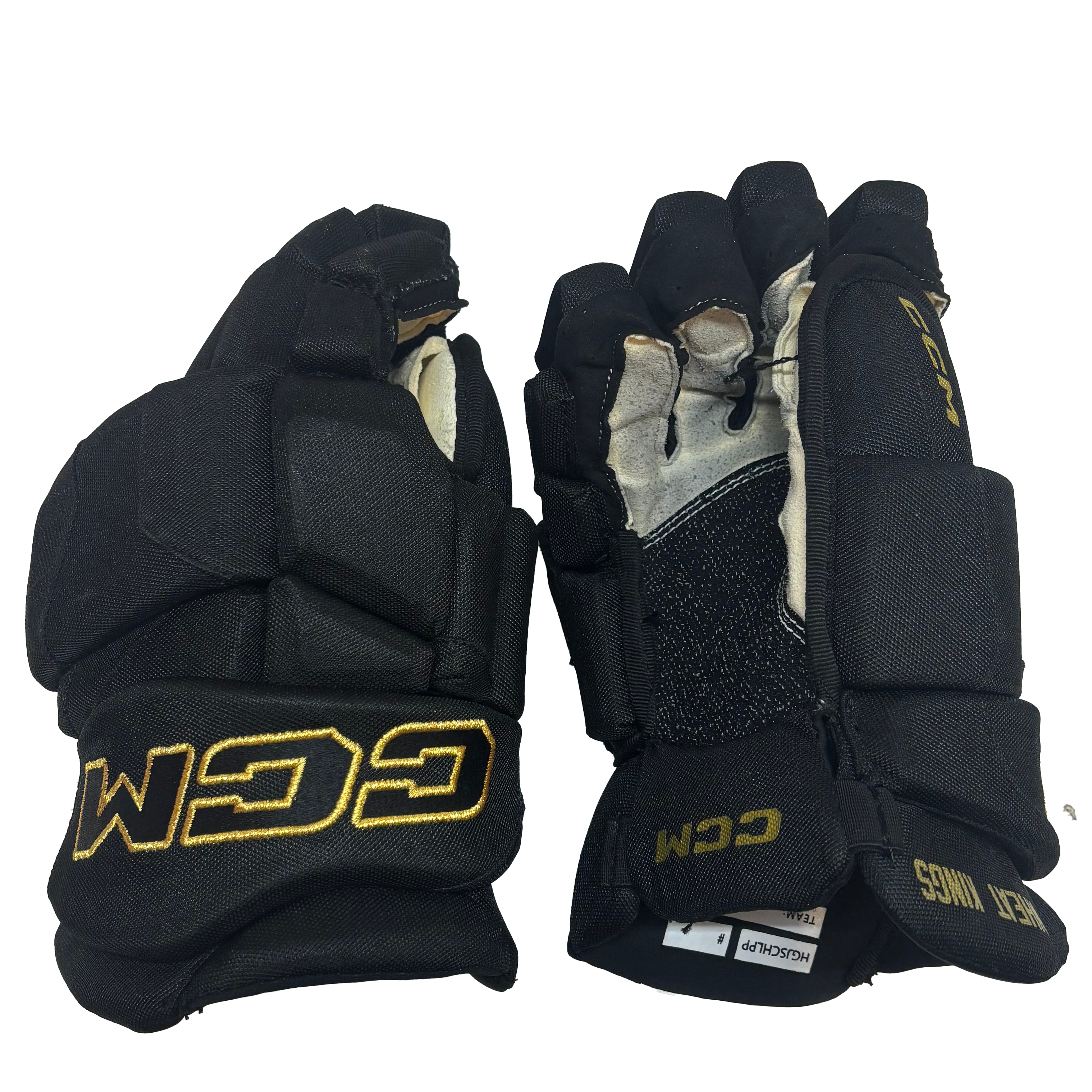 CCM HGJSPP - Used WHL Pro Stock Hockey Gloves (Black/Gold)